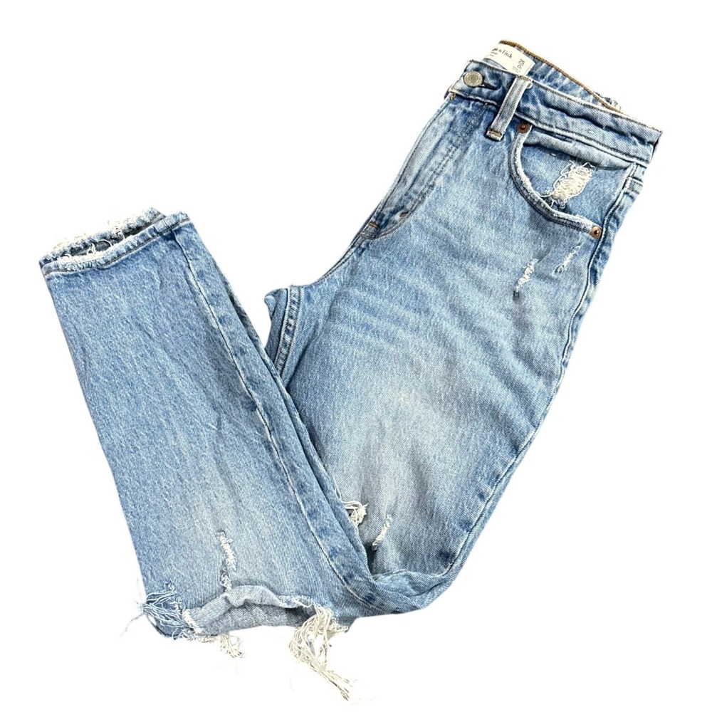 Abercrombie & Fitch Curve Love The Skinny High Rise Distressed Jeans 0s 25 Light